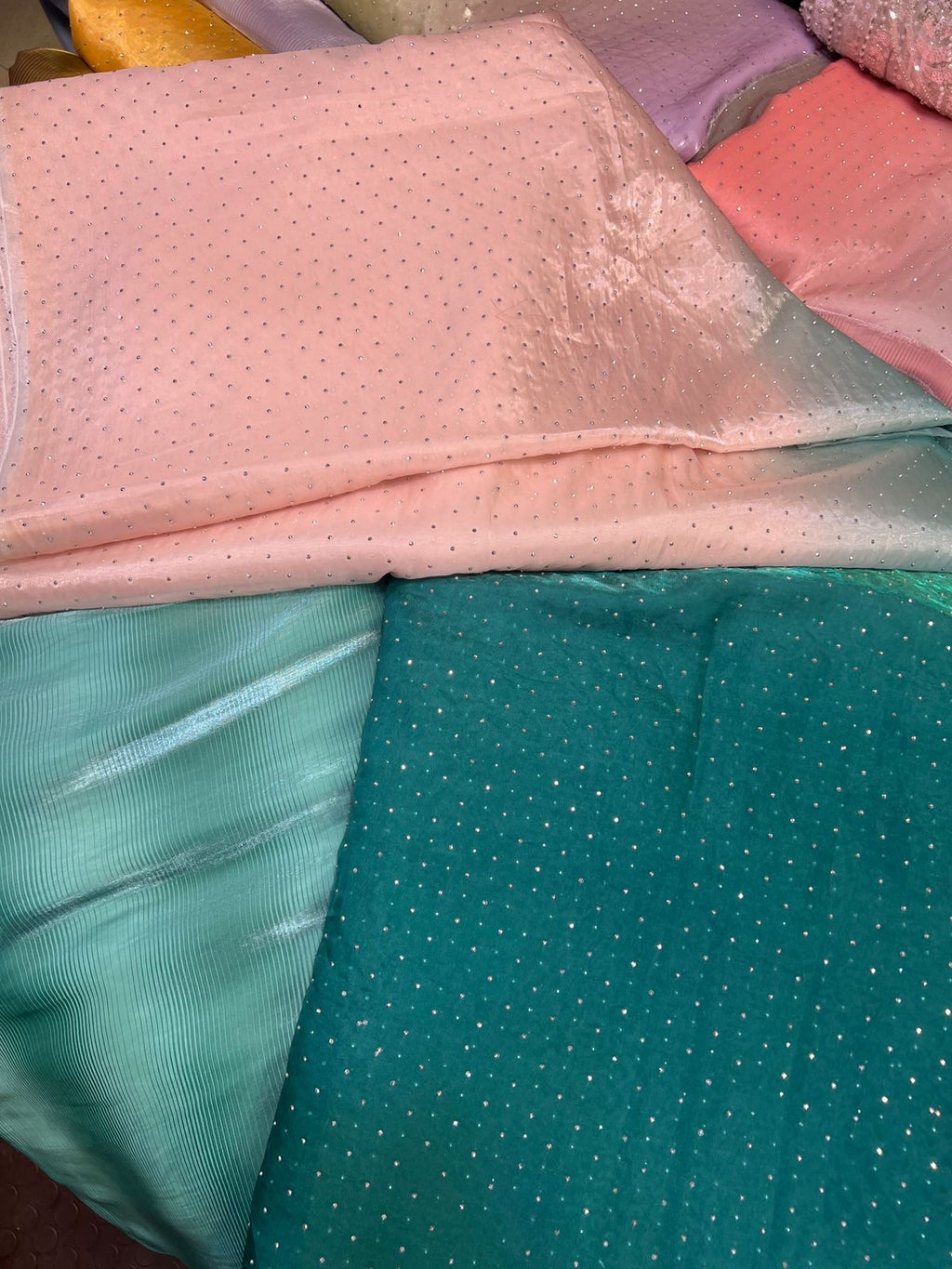 Ombre Sheesha Silk Stone Work Shirt with Stripe Sheesha Silk Pants