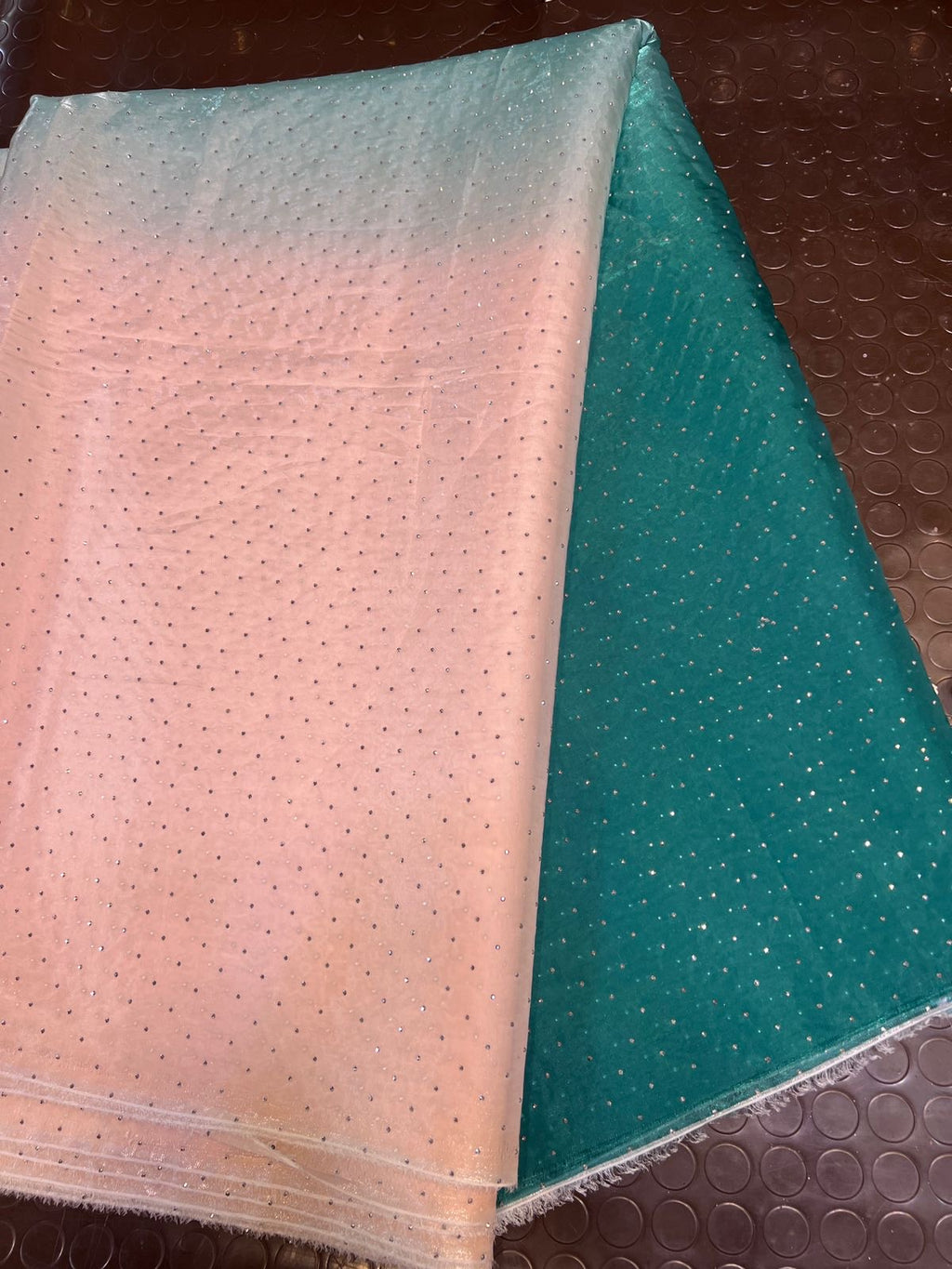 Ombre Sheesha Silk Stone Work Shirt with Stripe Sheesha Silk Pants