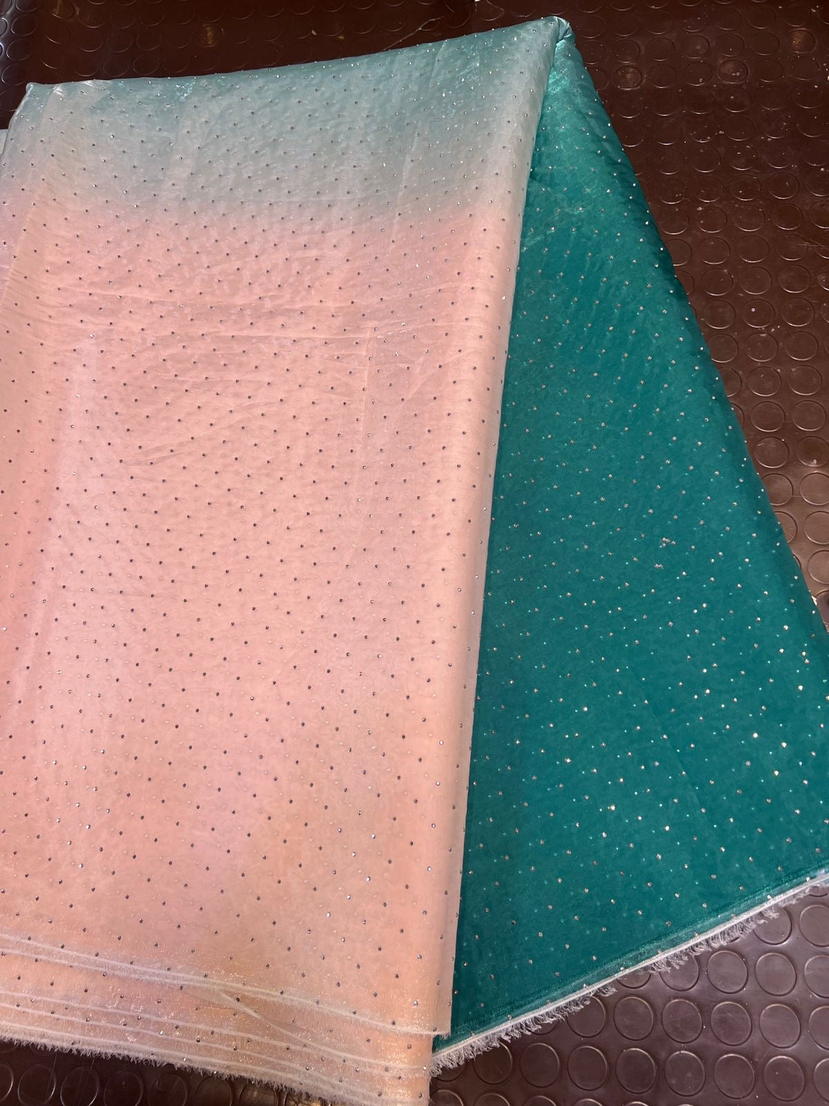 Ombre Sheesha Silk Stone Work Shirt with Stripe Sheesha Silk Pants