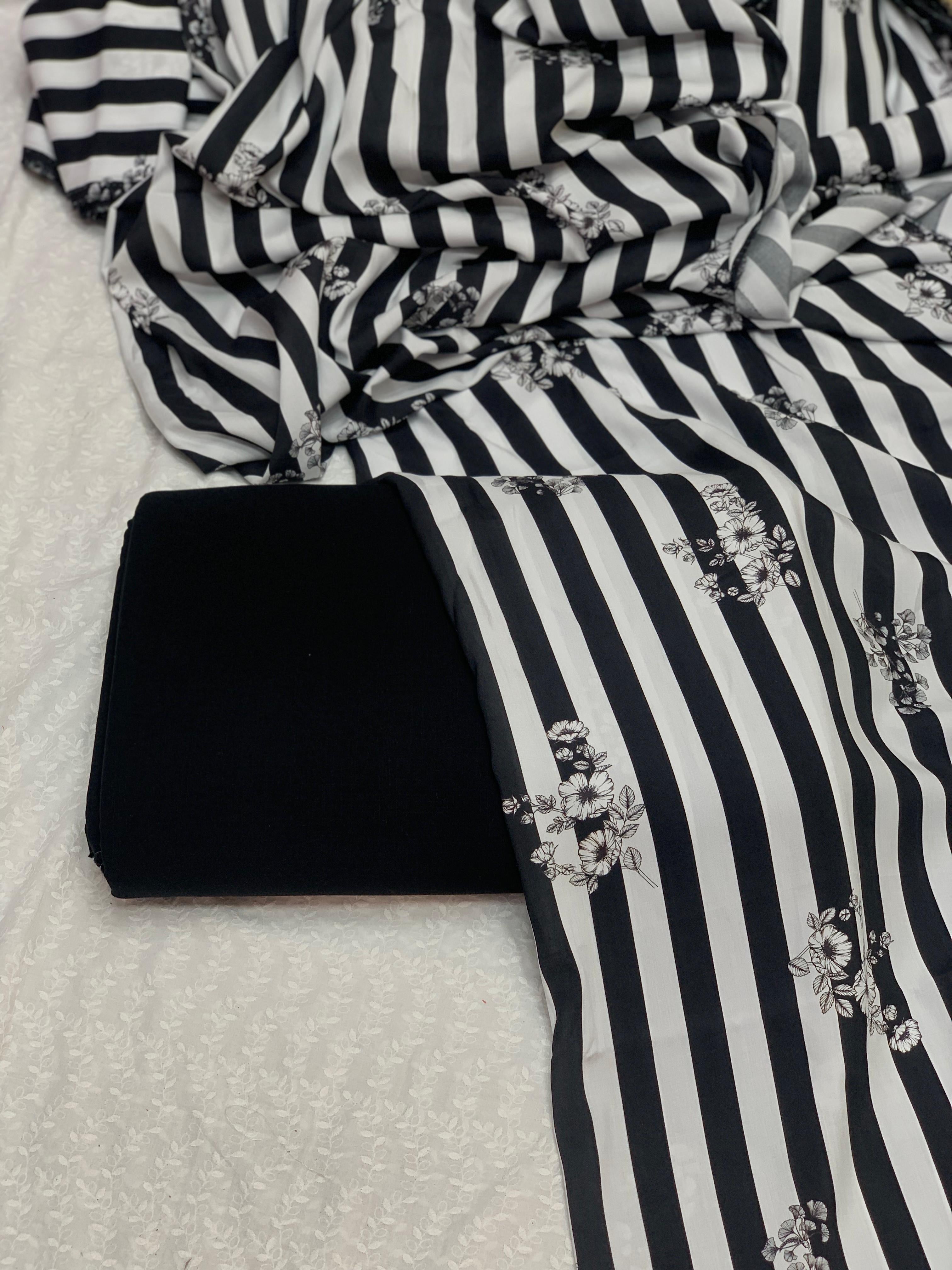 Product Title:
Pure Imported Boski Linen 3-Piece Suit with Malai Linen Printed Dupatta