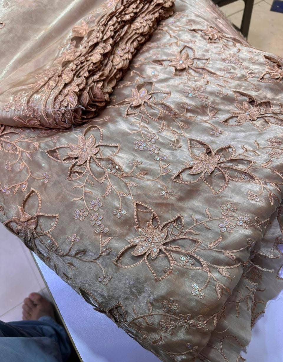 Most Trending 3D Cut Work Shesha Silk Suit ✨