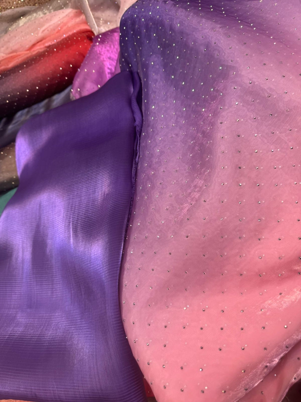 Ombre Sheesha Silk Stone Work Shirt with Stripe Sheesha Silk Pants