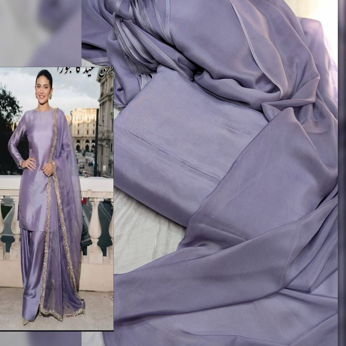 Russian Silk 3 pc suits with Medium Silk Dupatta