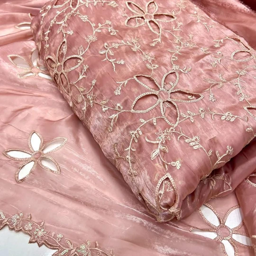 Most Trending 3D Cut Work Shesha Silk Suit ✨