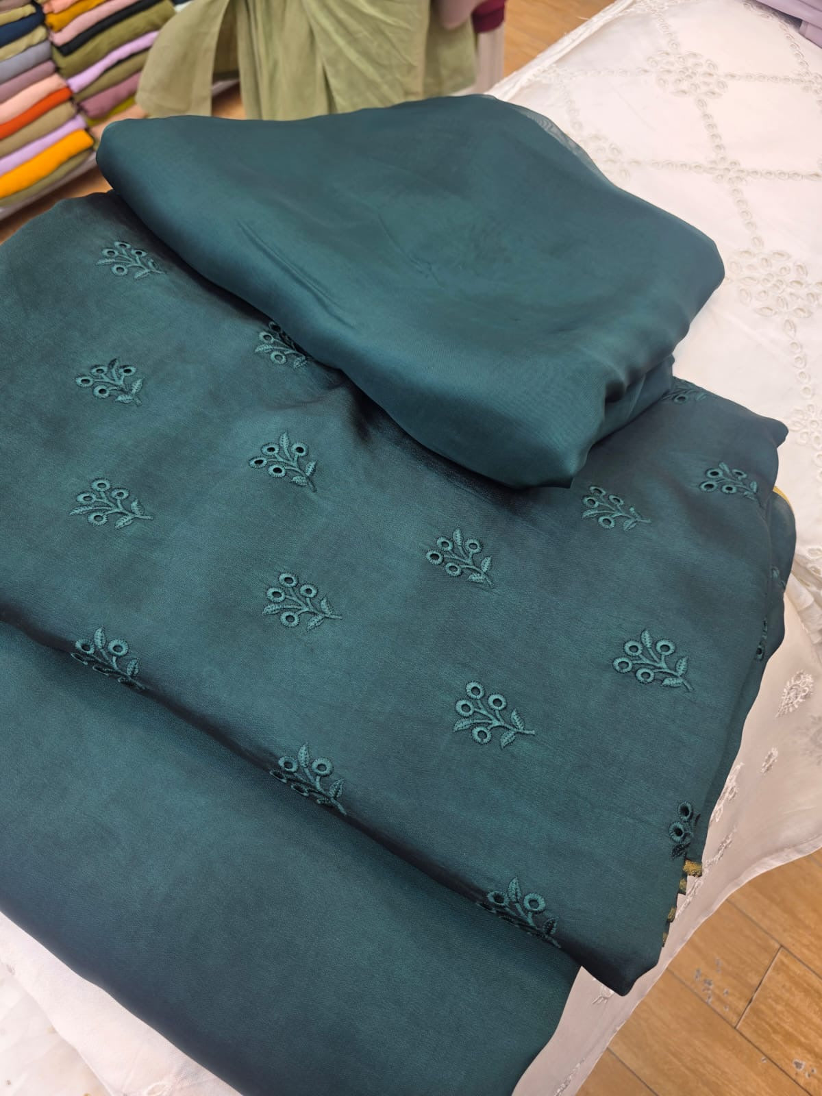Pure Sheesha Silk Embroidered 3-Piece Suit