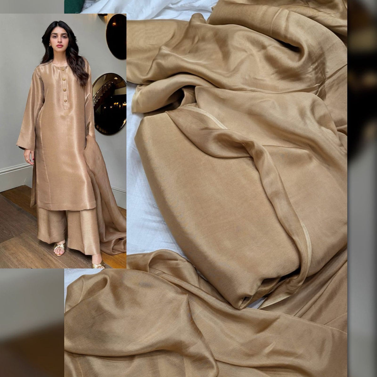 Russian Silk 3 pc suits with Medium Silk Dupatta