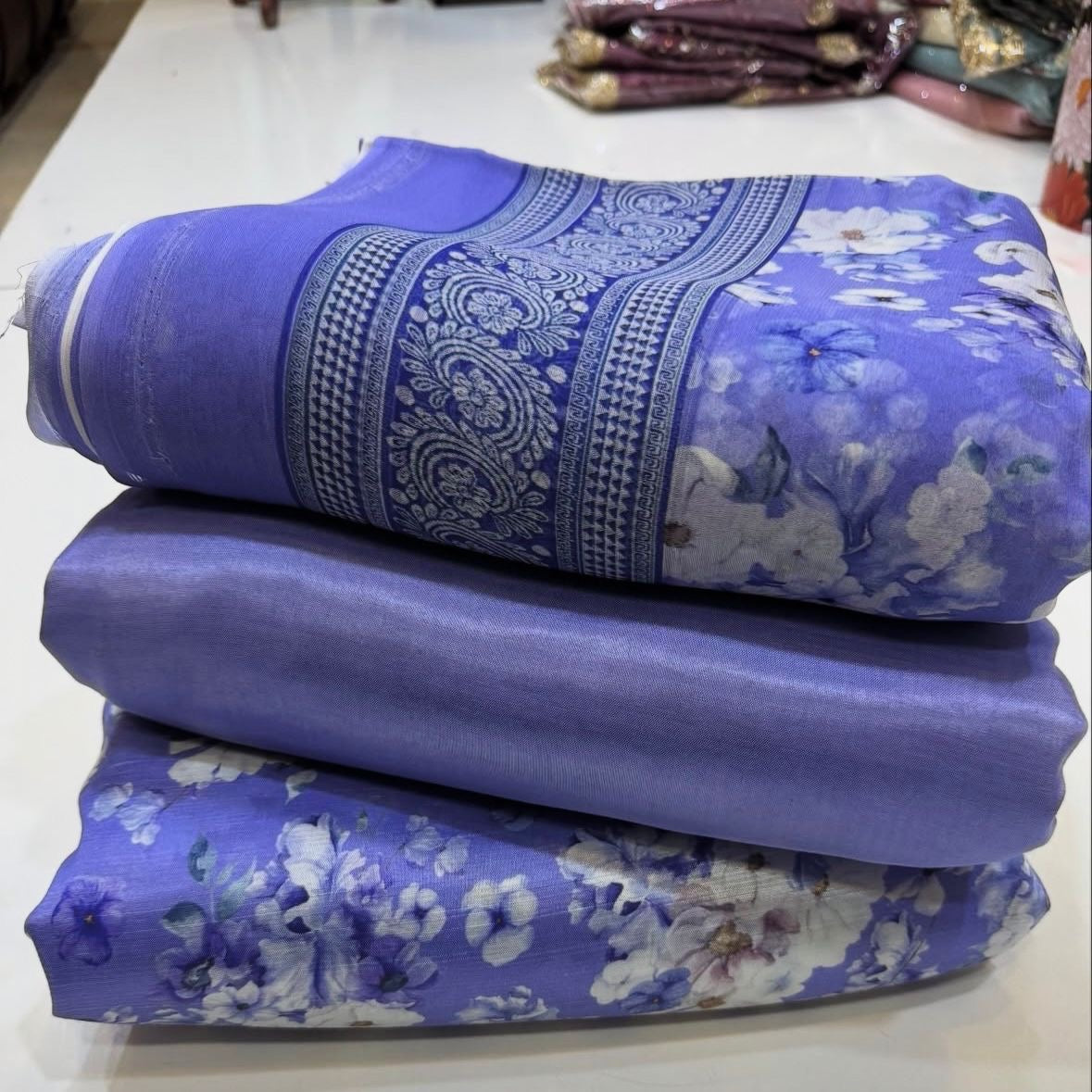 👗 Printed Rowsilk 3pc Suit with Chiffon Dupatta