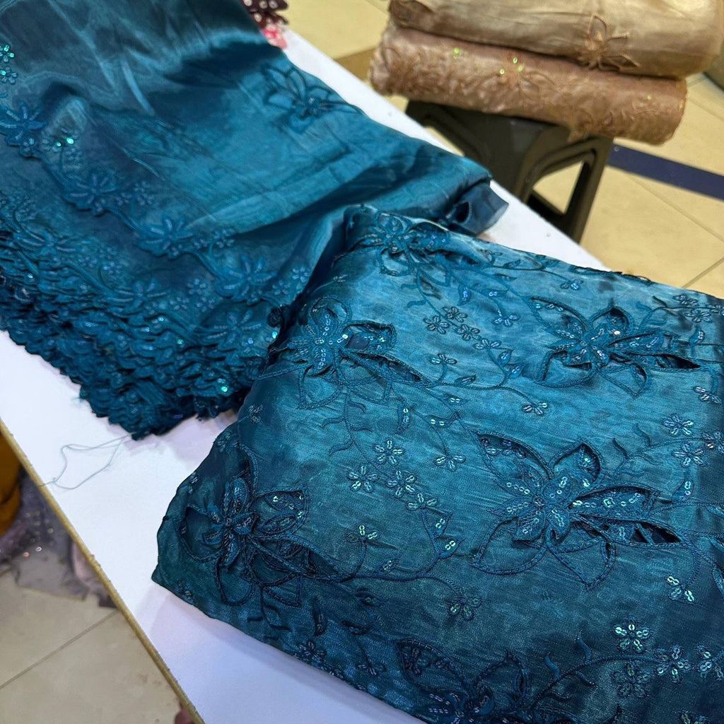 Most Trending 3D Cut Work Shesha Silk Suit ✨