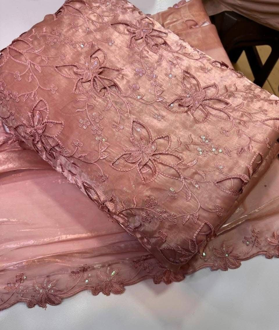 Most Trending 3D Cut Work Shesha Silk Suit ✨