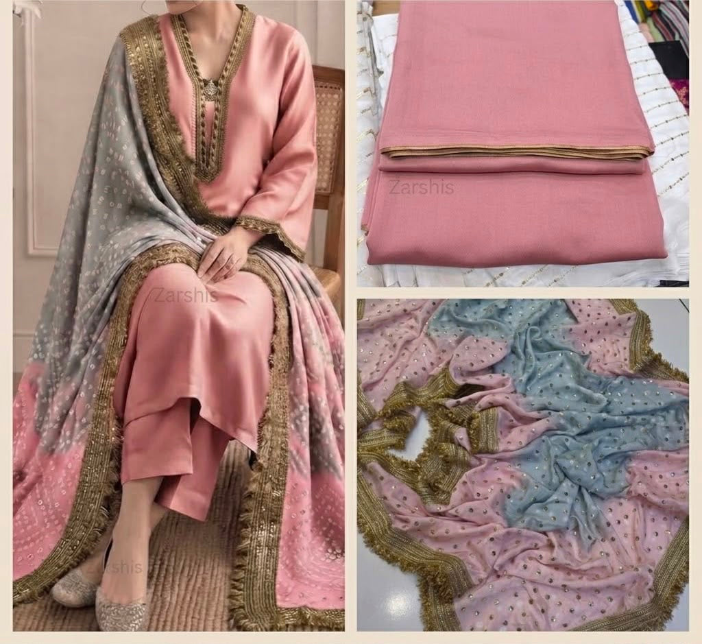 Pure Sheesha Silk Suits with Bandni Dupatta