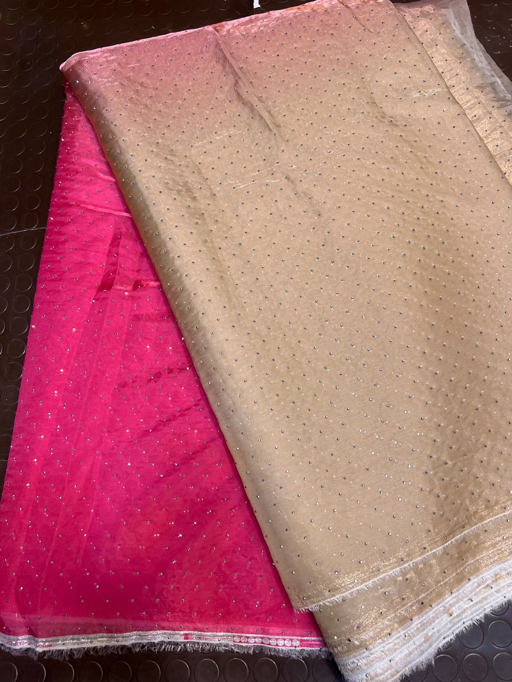 Ombre Sheesha Silk Stone Work Shirt with Stripe Sheesha Silk Pants