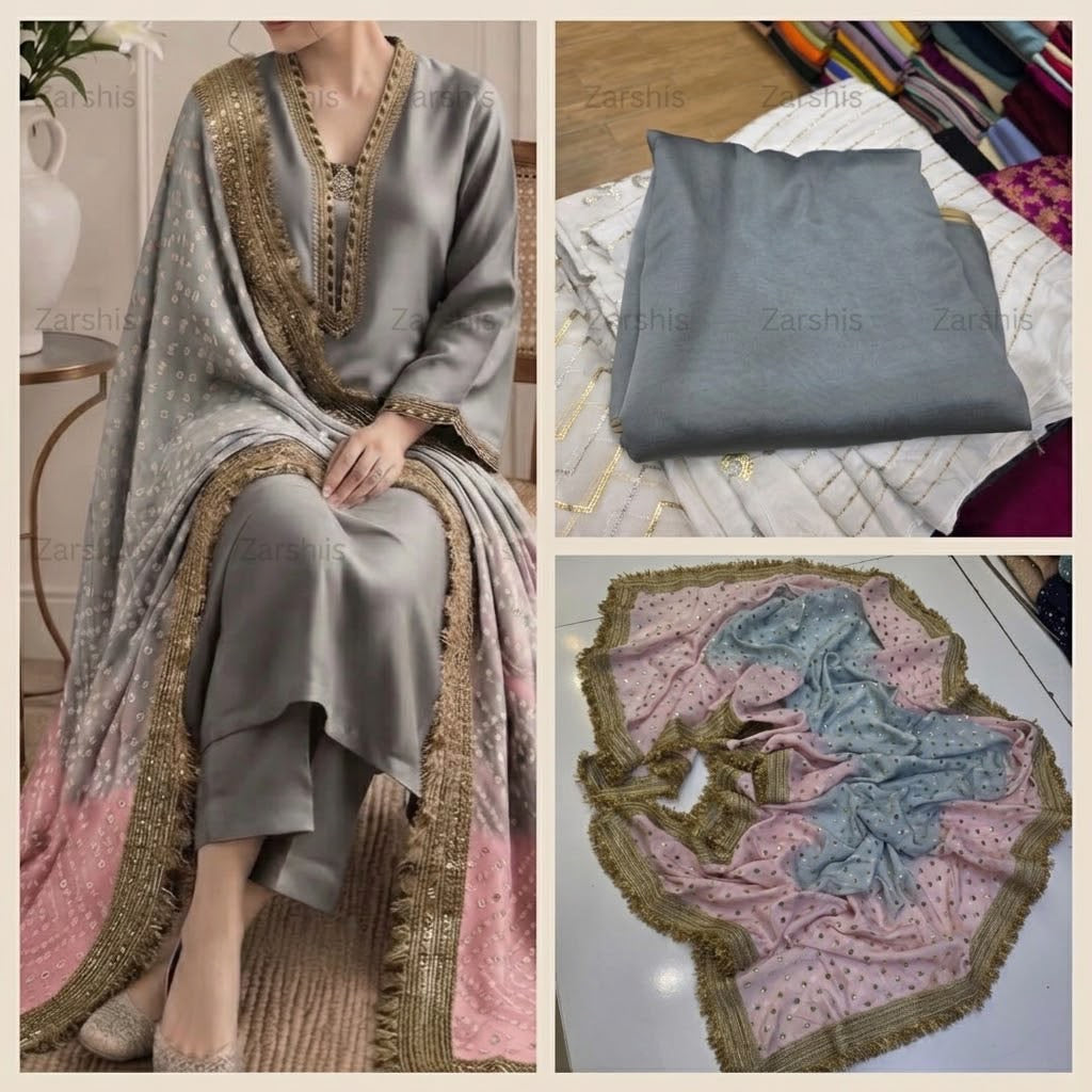 Pure Sheesha Silk Suits with Bandni Dupatta