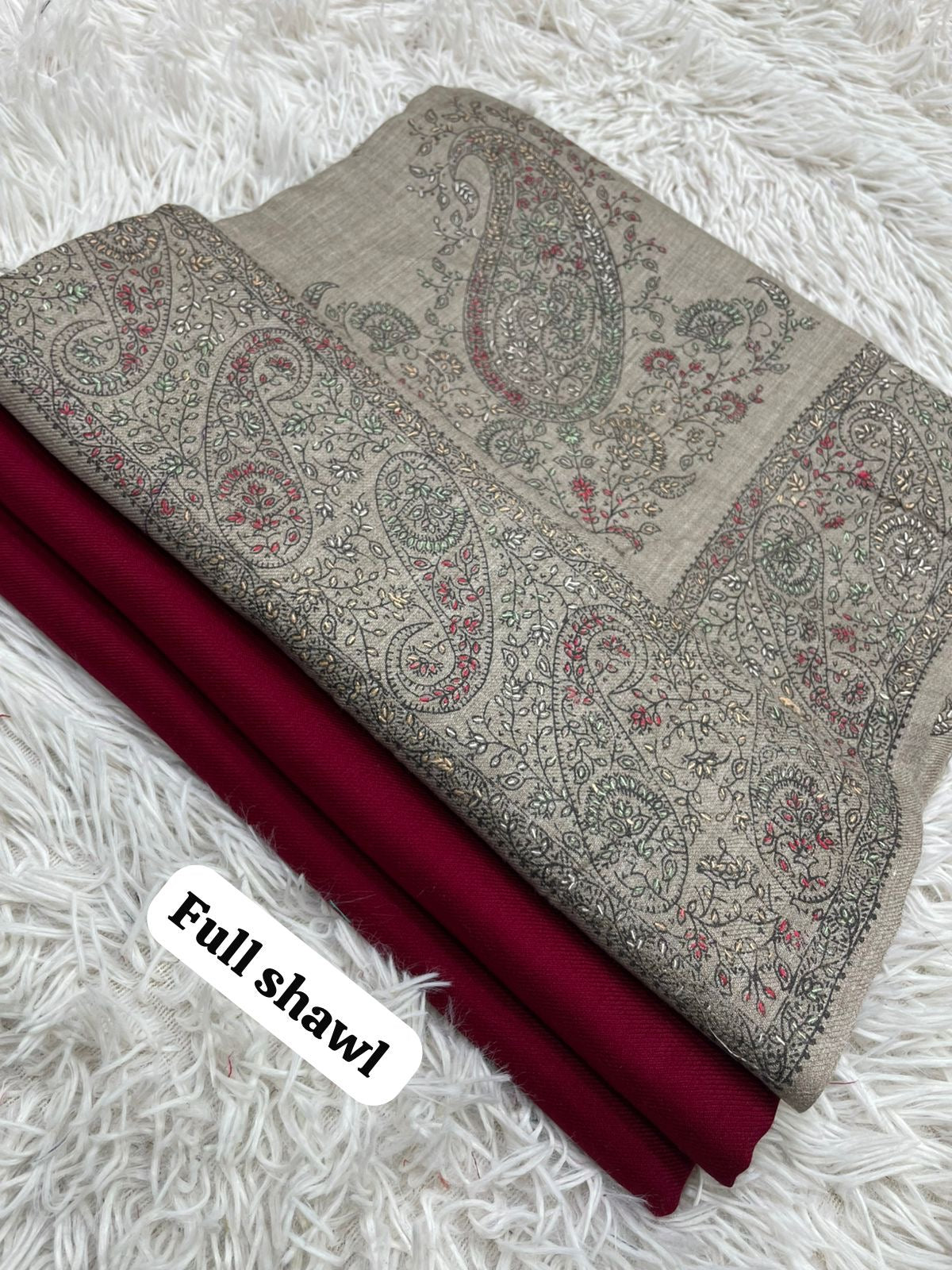 💫 Pashmina 3-Piece Suit with Embroidered Shawl