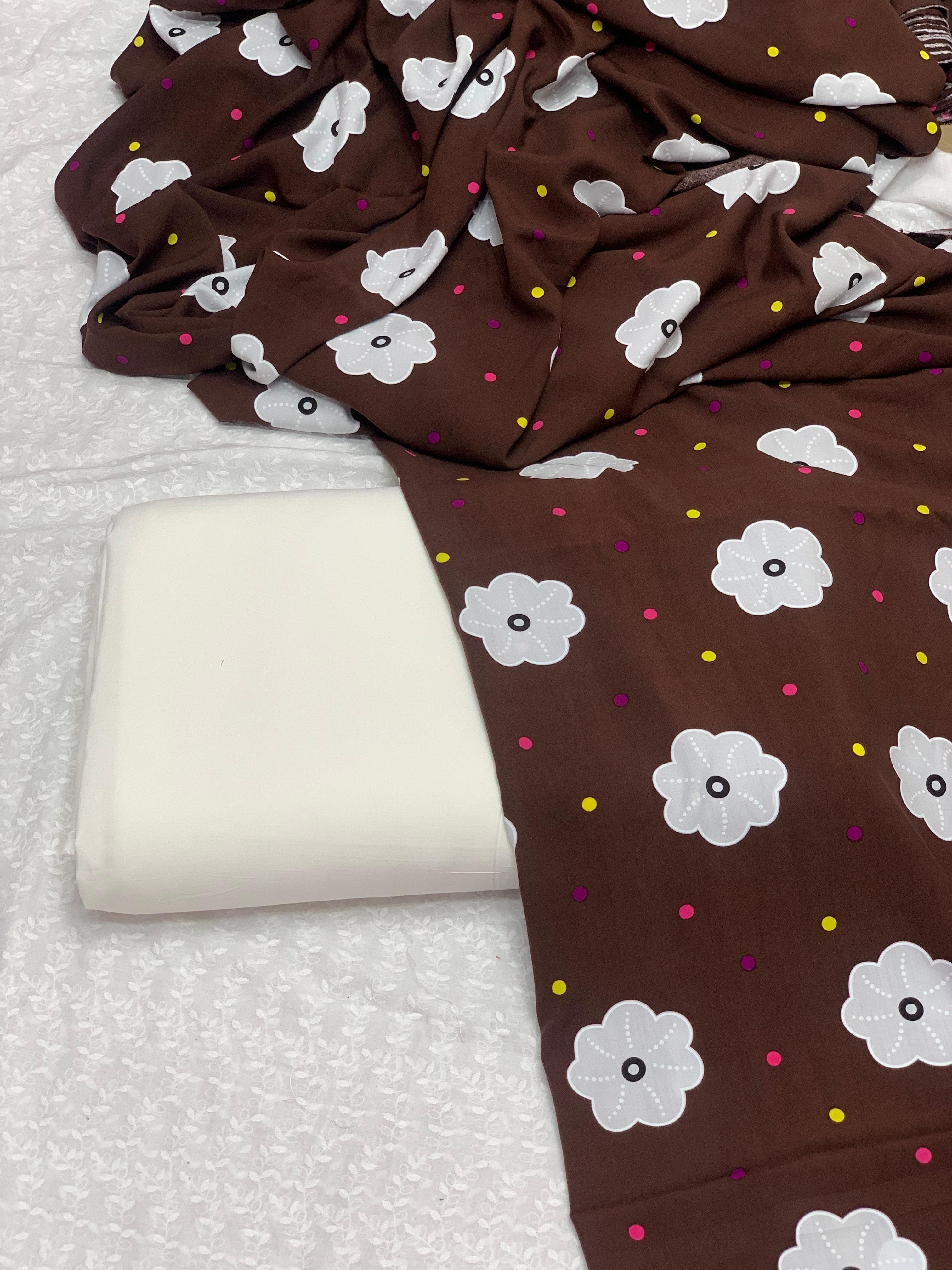 Product Title:
Pure Imported Boski Linen 3-Piece Suit with Malai Linen Printed Dupatta