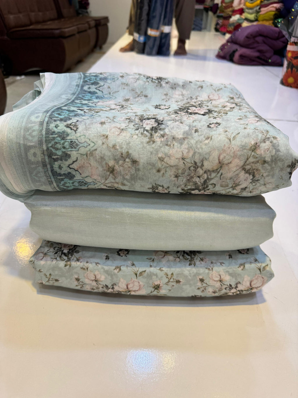 👗 Printed Rowsilk 3pc Suit with Chiffon Dupatta