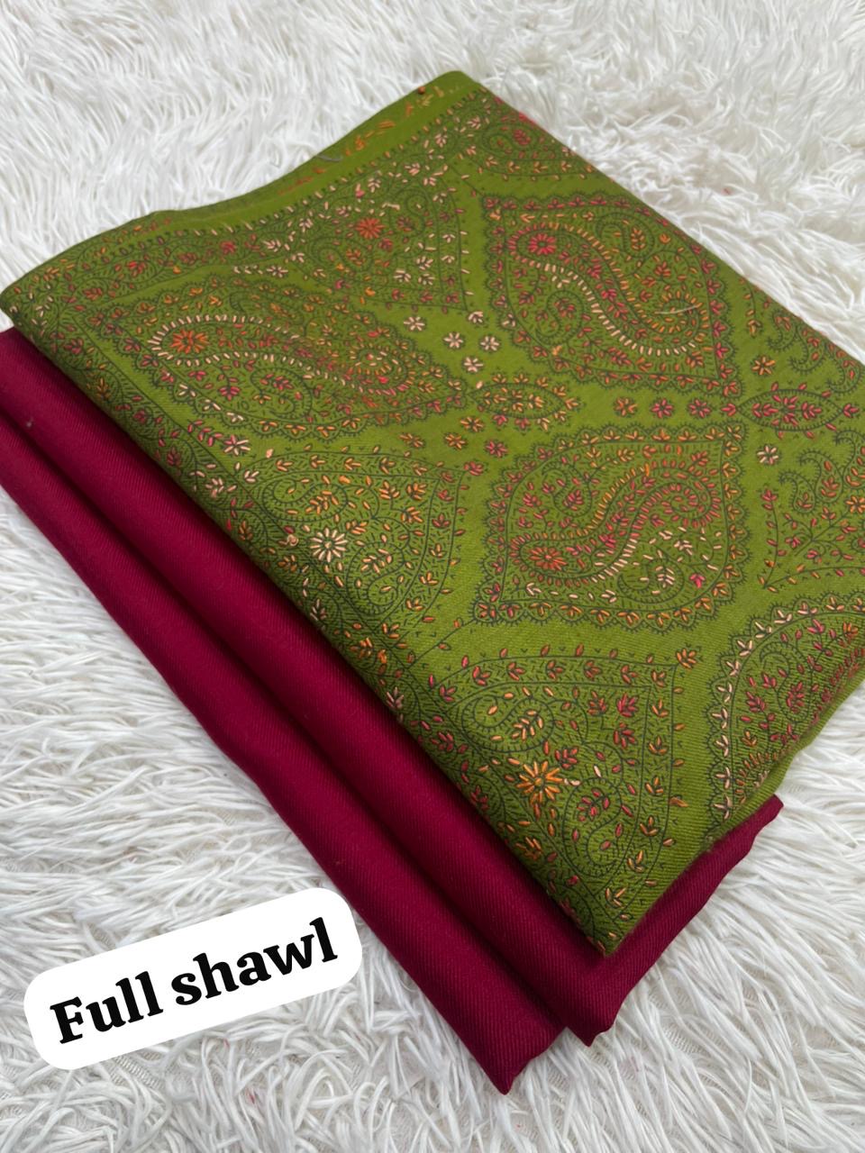 🧣 Winter Sale – Pashmina 3pc Suit with Embroidered Full-Size Shawl