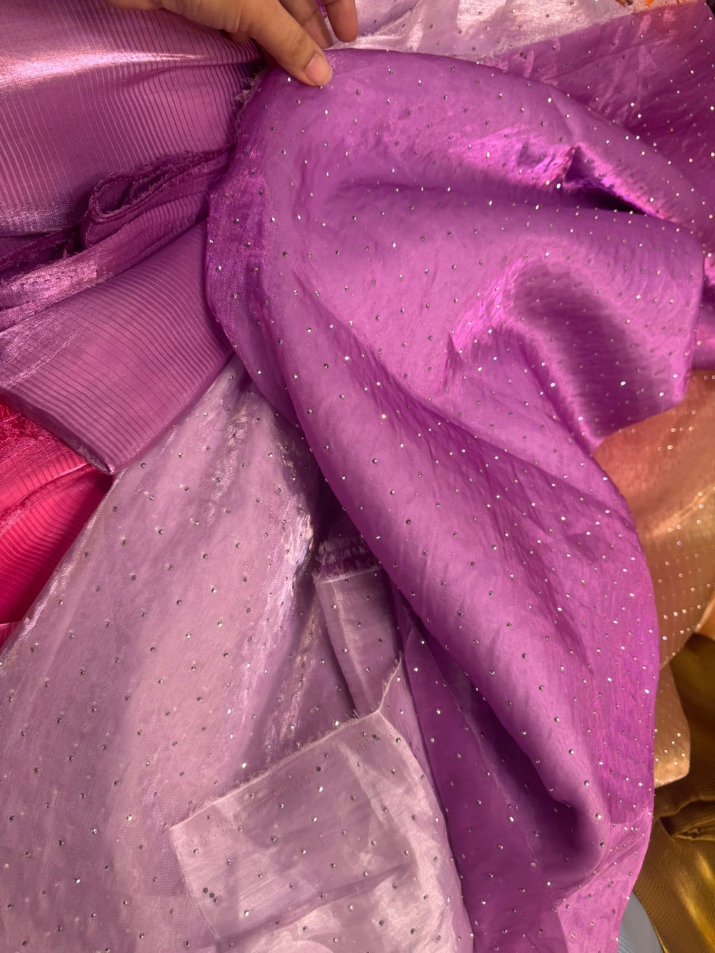 Ombre Sheesha Silk Stone Work Shirt with Stripe Sheesha Silk Pants