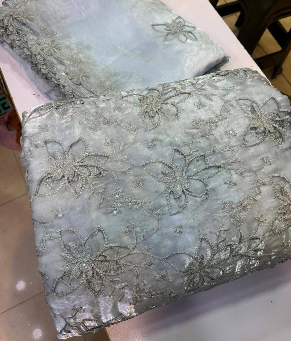 Most Trending 3D Cut Work Shesha Silk Suit ✨