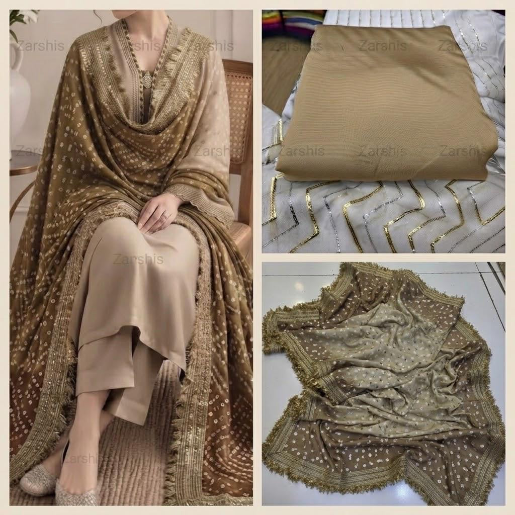 Pure Sheesha Silk Suits with Bandni Dupatta