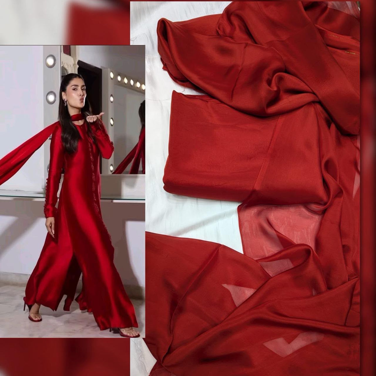 Russian Silk 3 pc suits with Medium Silk Dupatta