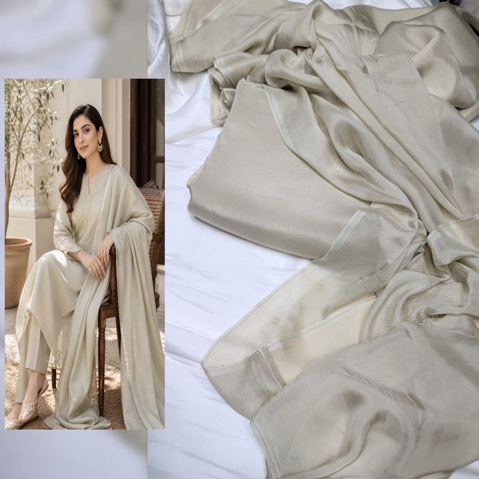 Russian Silk 3 pc suits with Medium Silk Dupatta