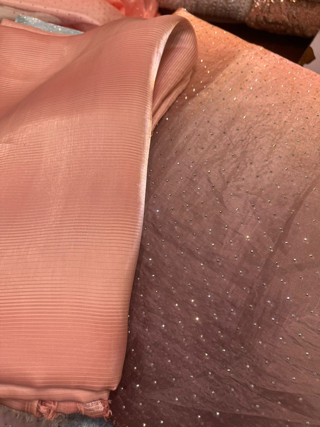 Ombre Sheesha Silk Stone Work Shirt with Stripe Sheesha Silk Pants