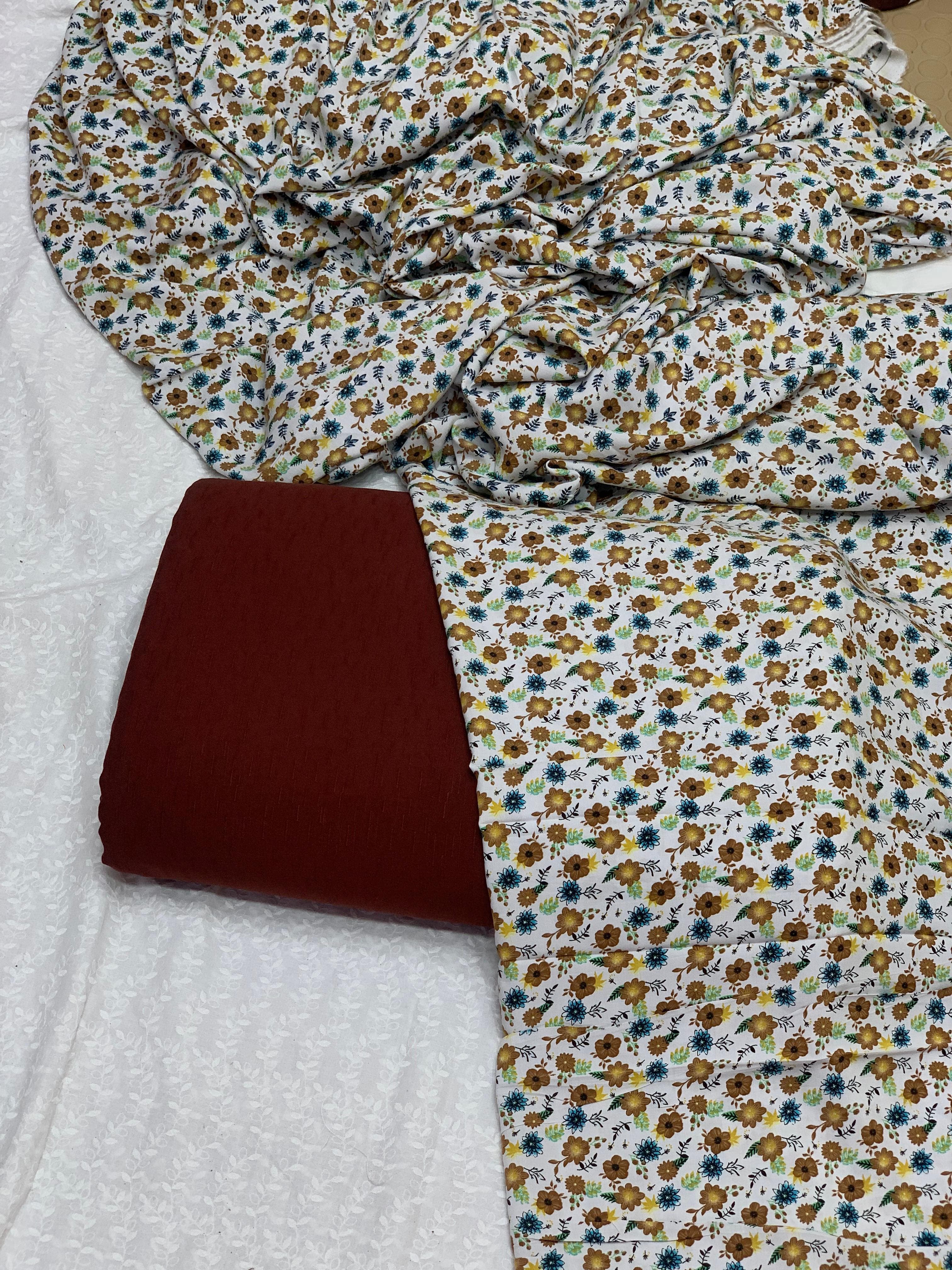 Product Title:
Pure Imported Boski Linen 3-Piece Suit with Malai Linen Printed Dupatta