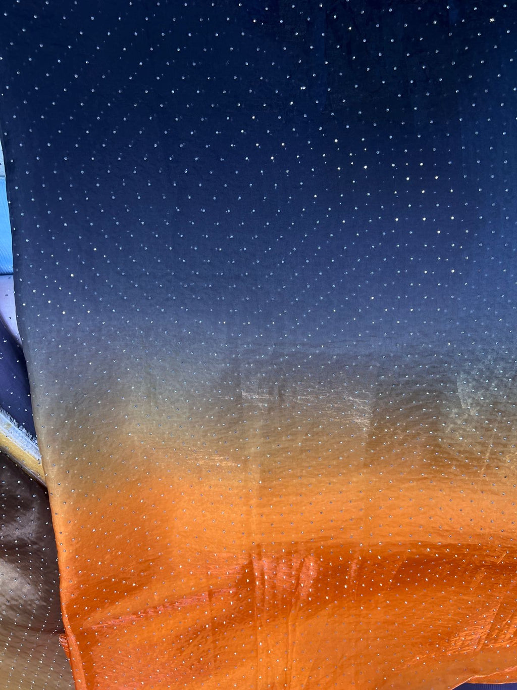 Ombre Sheesha Silk Stone Work Shirt with Stripe Sheesha Silk Pants