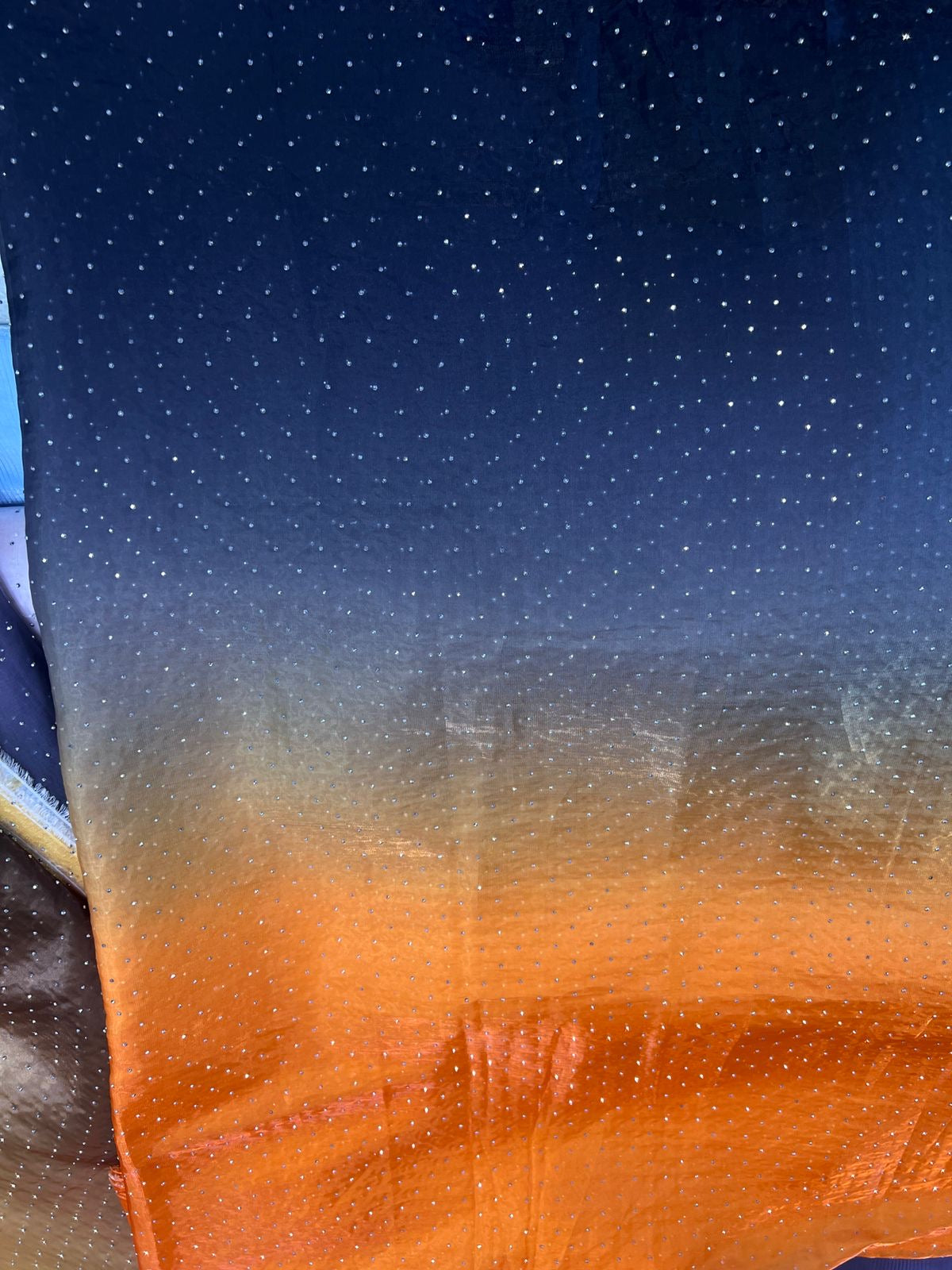 Ombre Sheesha Silk Stone Work Shirt with Stripe Sheesha Silk Pants