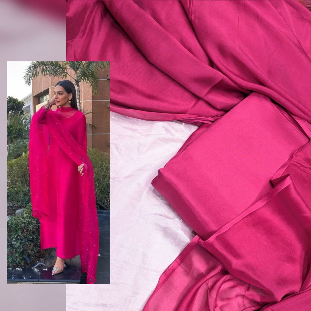 Russian Silk 3 pc suits with Medium Silk Dupatta