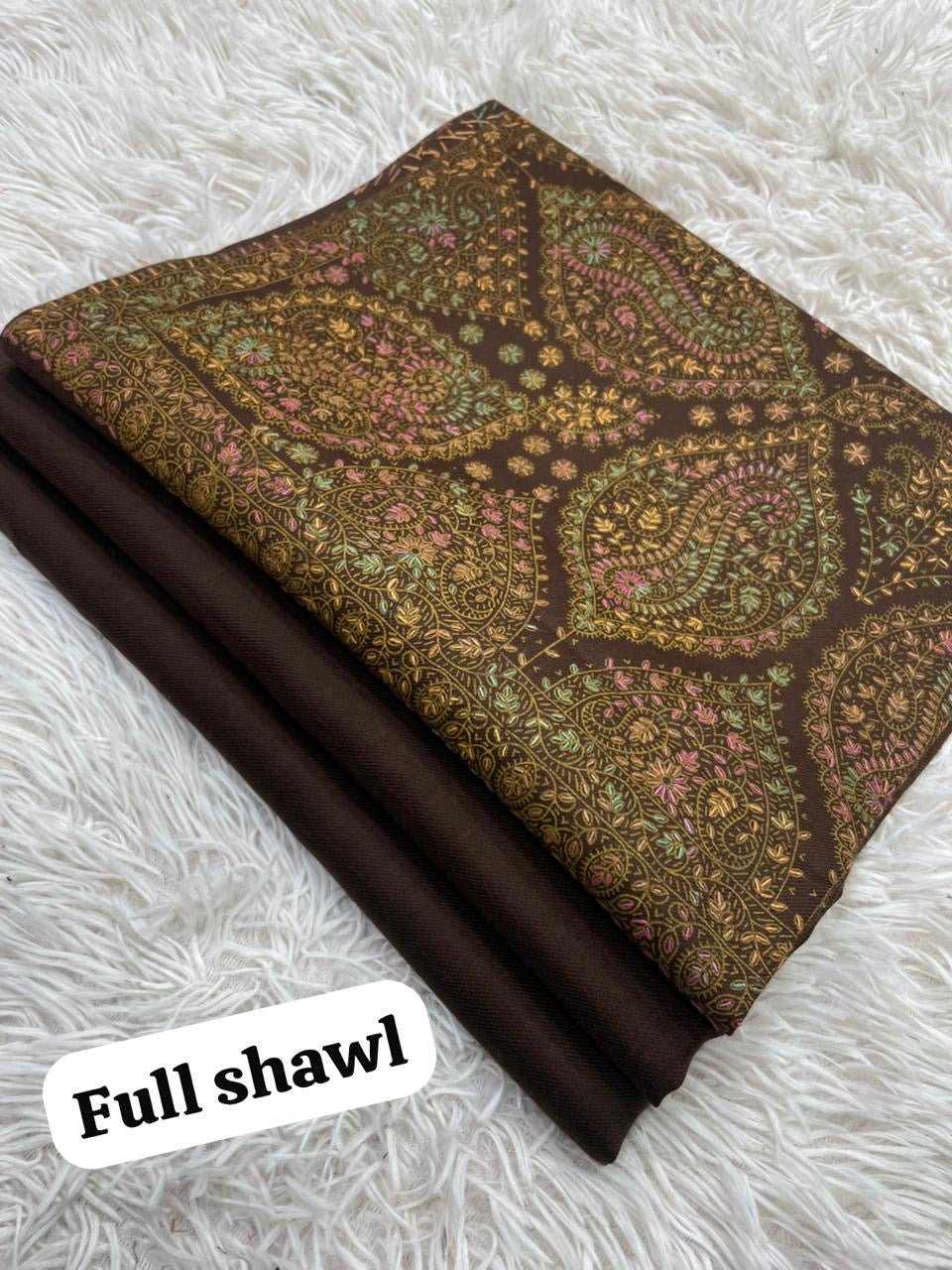 🧣 Winter Sale – Pashmina 3pc Suit with Embroidered Full-Size Shawl