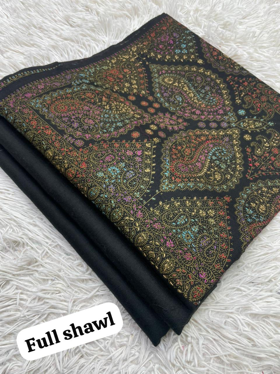 🧣 Winter Sale – Pashmina 3pc Suit with Embroidered Full-Size Shawl