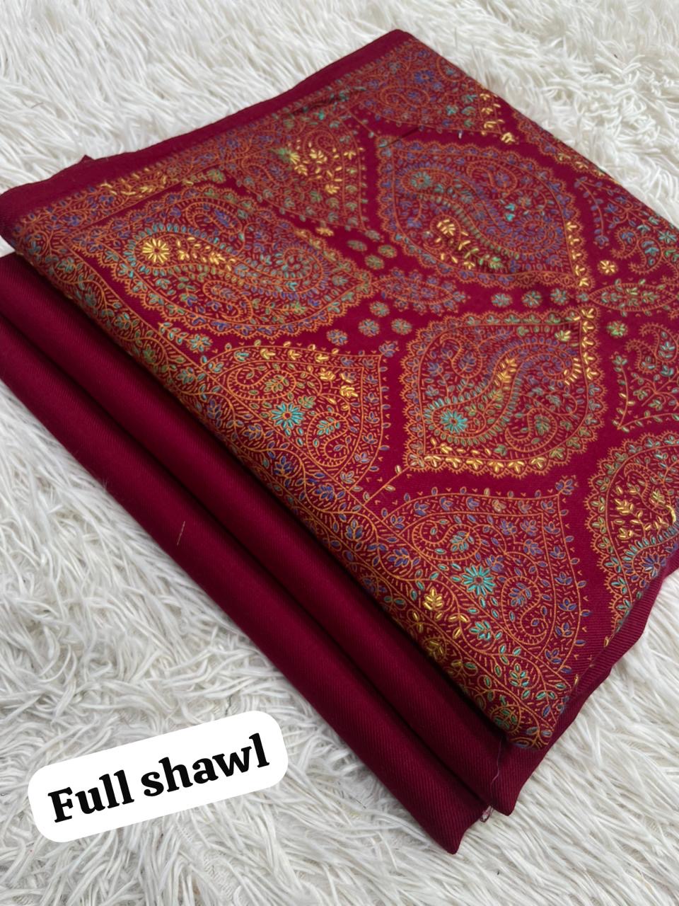 🧣 Winter Sale – Pashmina 3pc Suit with Embroidered Full-Size Shawl