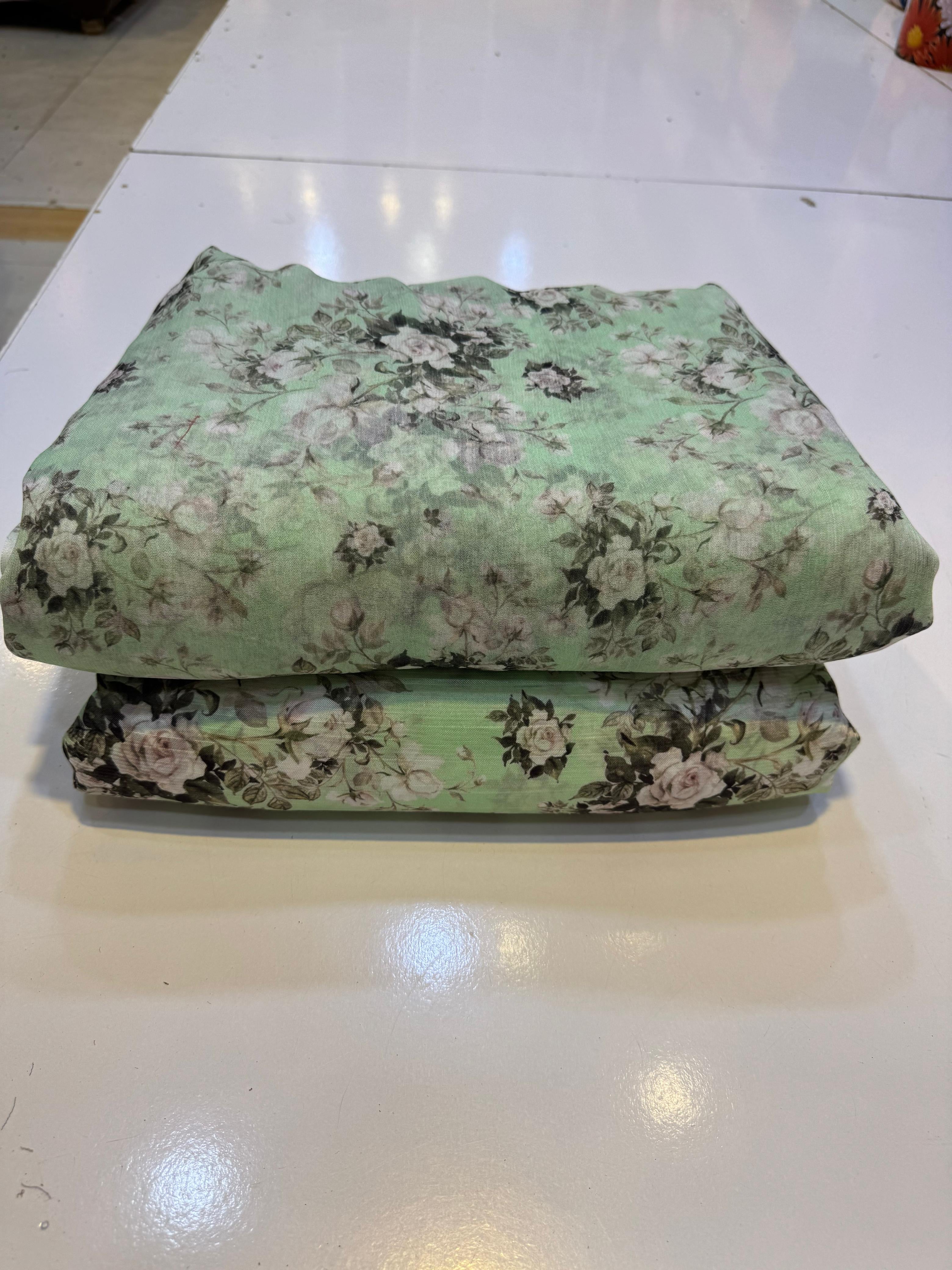 👗 Printed Rowsilk 3pc Suit with Chiffon Dupatta