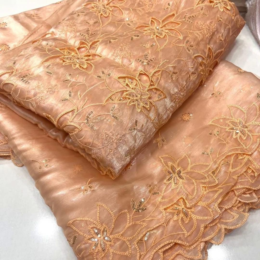 Most Trending 3D Cut Work Shesha Silk Suit ✨