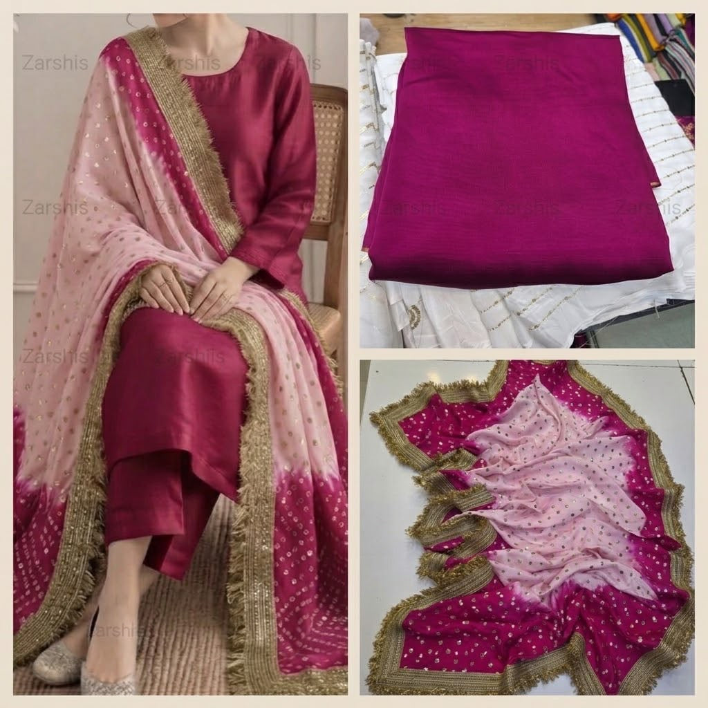 Pure Sheesha Silk Suits with Bandni Dupatta