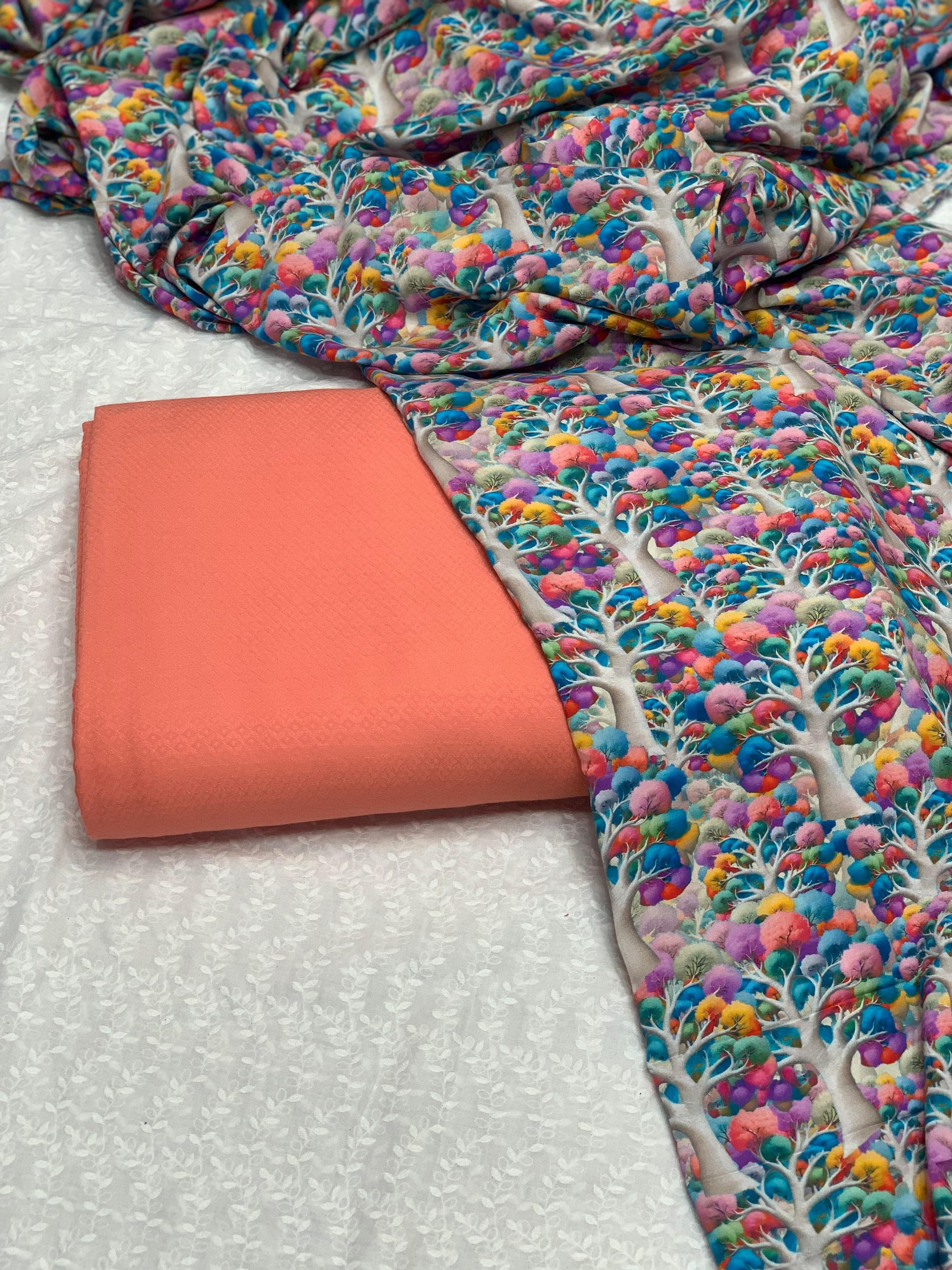 Product Title:
Pure Imported Boski Linen 3-Piece Suit with Malai Linen Printed Dupatta