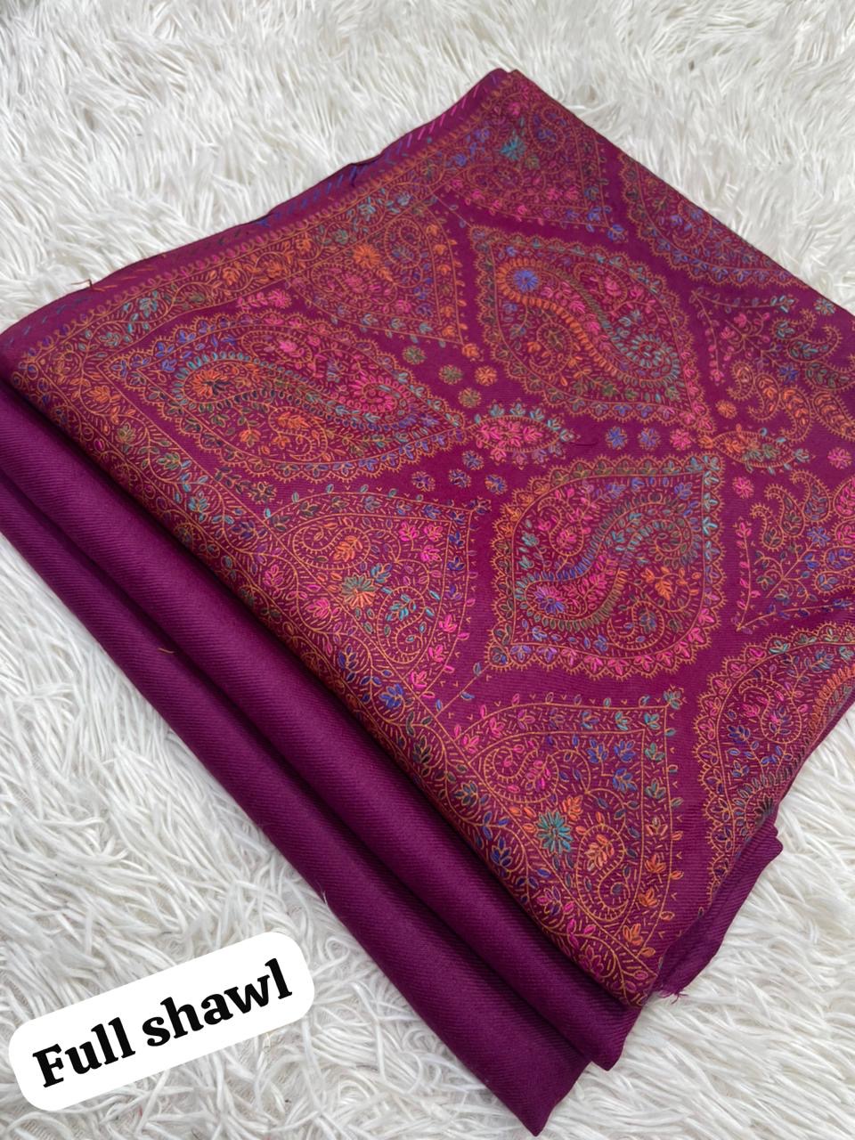 🧣 Winter Sale – Pashmina 3pc Suit with Embroidered Full-Size Shawl