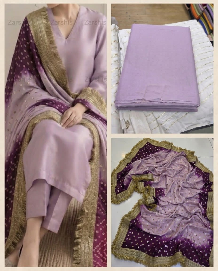 Pure Sheesha Silk Suits with Bandni Dupatta