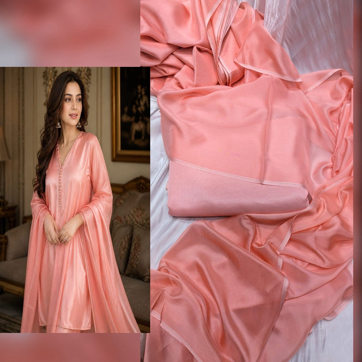 Russian Silk 3 pc suits with Medium Silk Dupatta