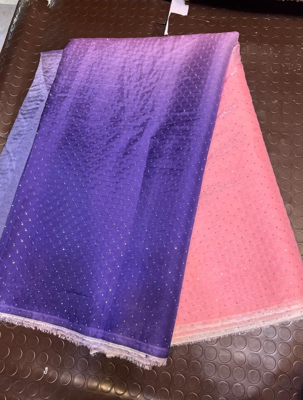 Ombre Sheesha Silk Stone Work Shirt with Stripe Sheesha Silk Pants