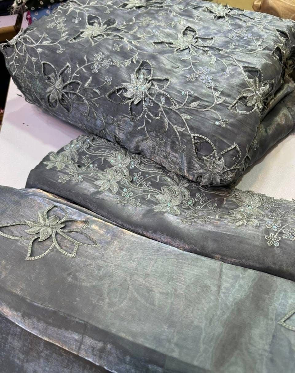 Most Trending 3D Cut Work Shesha Silk Suit ✨