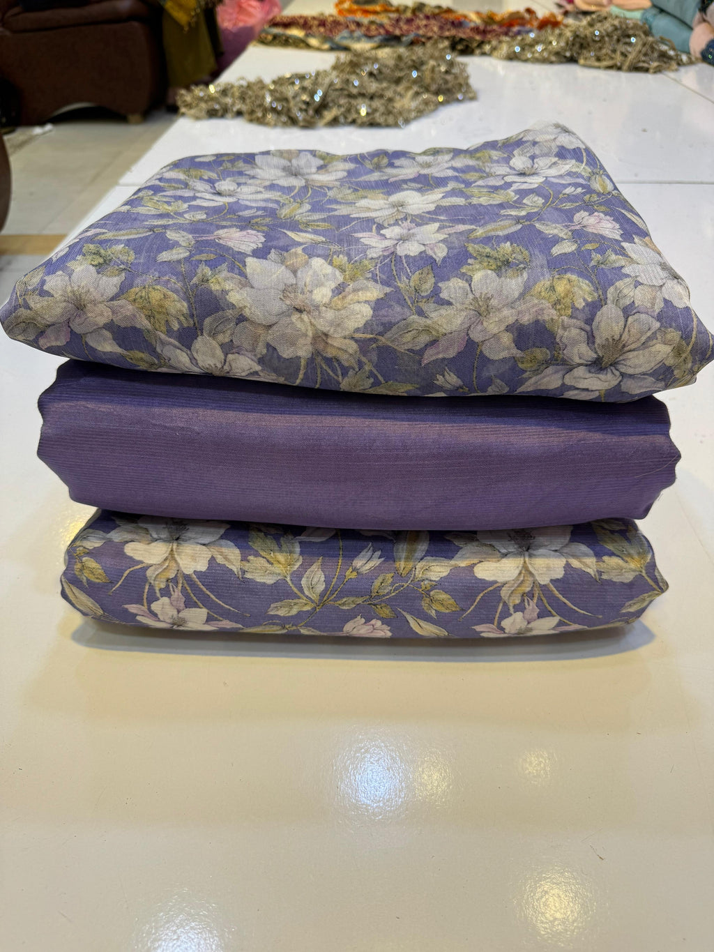 👗 Printed Rowsilk 3pc Suit with Chiffon Dupatta