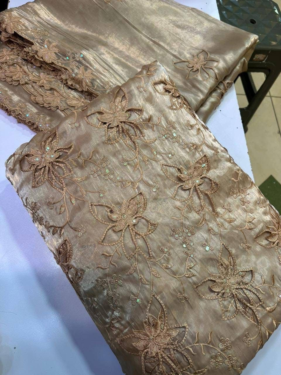 Most Trending 3D Cut Work Shesha Silk Suit ✨