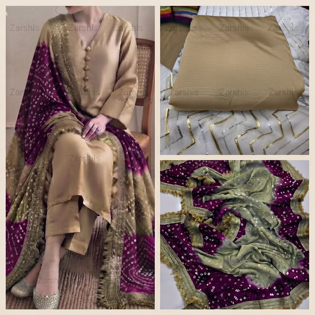 Pure Sheesha Silk Suits with Bandni Dupatta