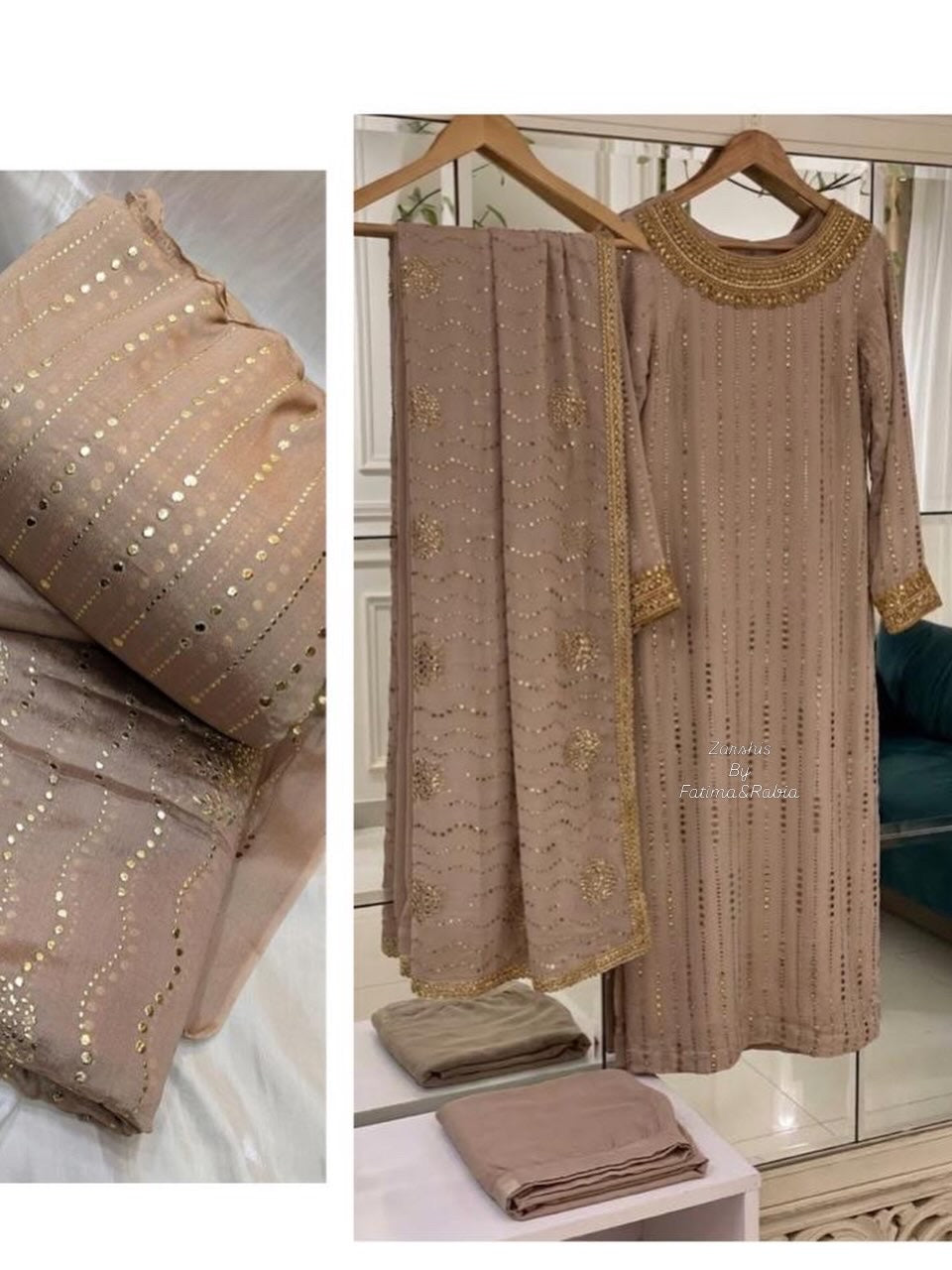 Pure Chanon Silk Mukesh Kamdani Work Suit