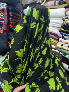 Lime Green Black Floral