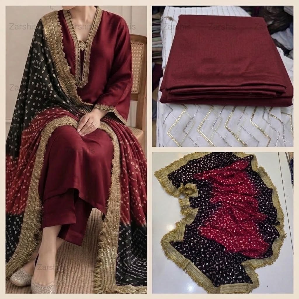 Pure Sheesha Silk Suits with Bandni Dupatta