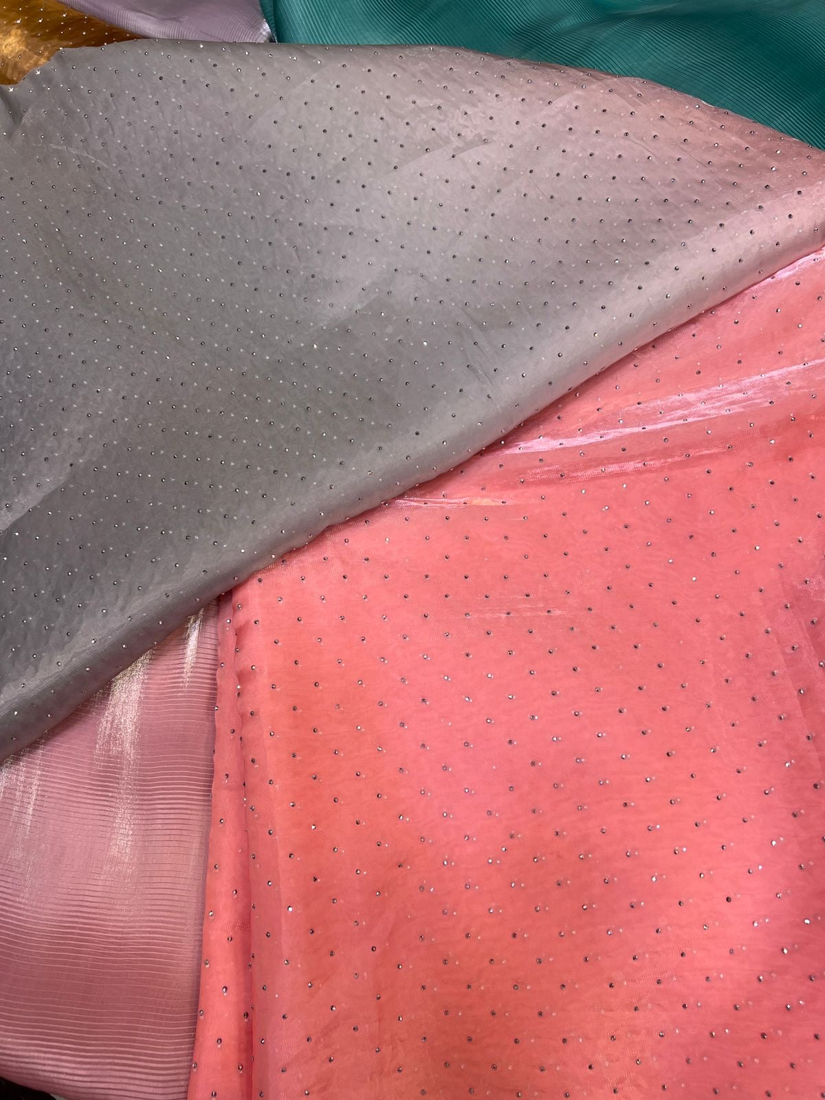 Ombre Sheesha Silk Stone Work Shirt with Stripe Sheesha Silk Pants