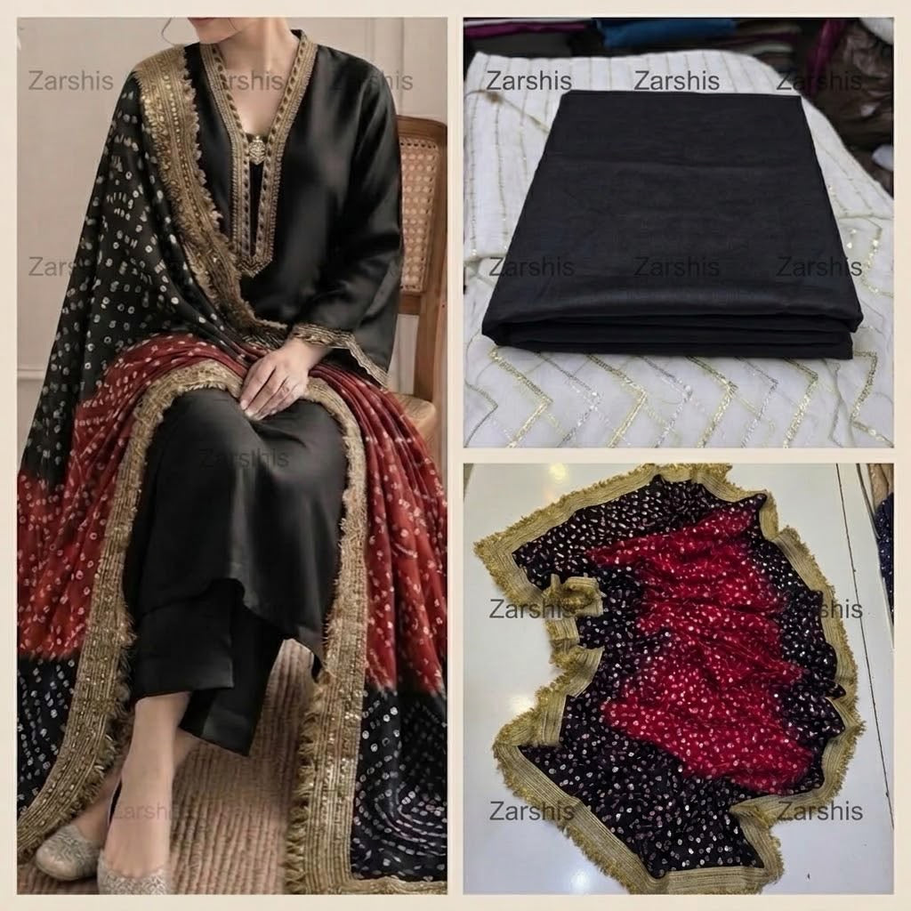 Pure Sheesha Silk Suits with Bandni Dupatta